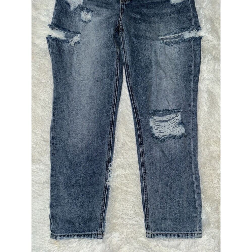NWT Risen Cotton Blend Distressed High Rise Barrel Leg Jeans Size 5/27 - Picture 3 of 9